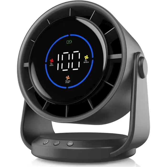 Ventilateur de Table Turbo Silencieux pour Chambre à Coucher – 100 Niveaux de Vitesse – Orientation Réglable 105° – Batterie Recharg