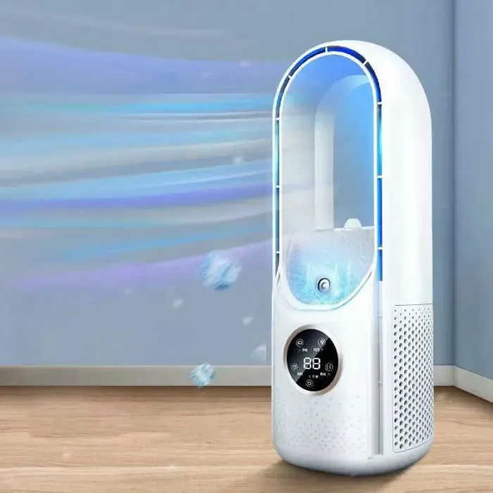Ventilateur de table USB - JOULLI - portable - 6 vitesses - minuterie - humidification 100 ml