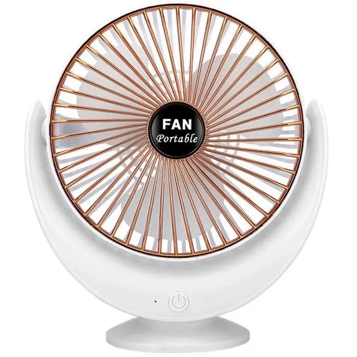 Ventilateur de table - USB rechargeable - Or blanc - 3 vitesses - Silencieux - Portable