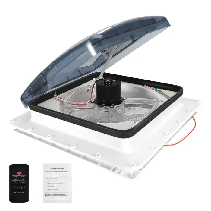Ventilateur de toit Caravane pour Camping Car 40 x 40 Cm LucarneToit ouvrant avec télécommande et capteur de pluie