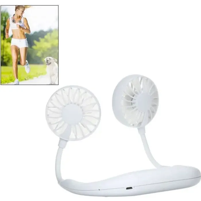 Ventilateur de tour de cou portable - SURENHAP - Mini main libre - 3 vitesses - Blanc