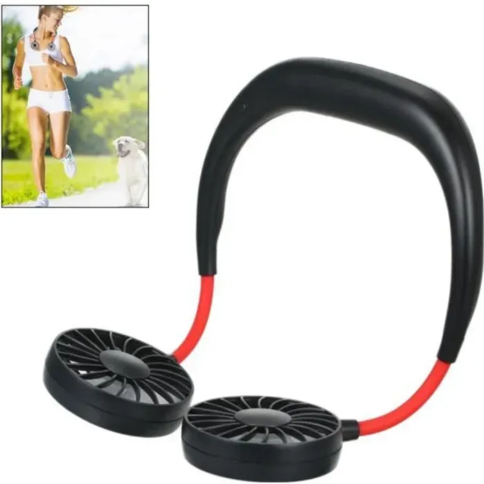 Ventilateur de tour de cou portable USB rechargeable - SURENHAP - Mini main libre - Noir - 3 vitesses - 180g