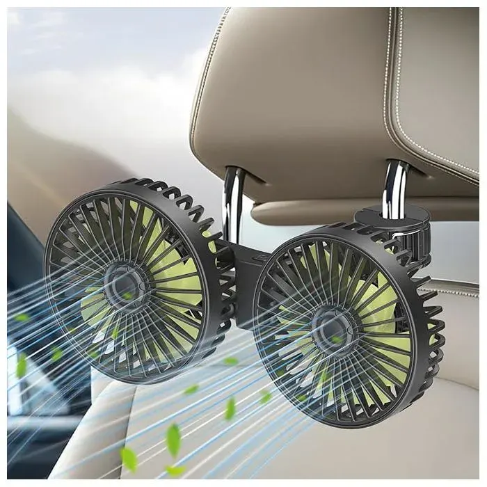 Ventilateur de Voiture - XVX - Double Tête - 3 Vitesses - USB - Silencieux 30 dB