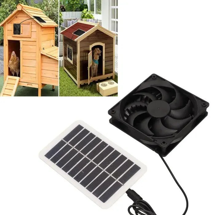 Ventilateur dextraction - TBEST - Modèle LIU- - 15W - Panneau solaire - Noir