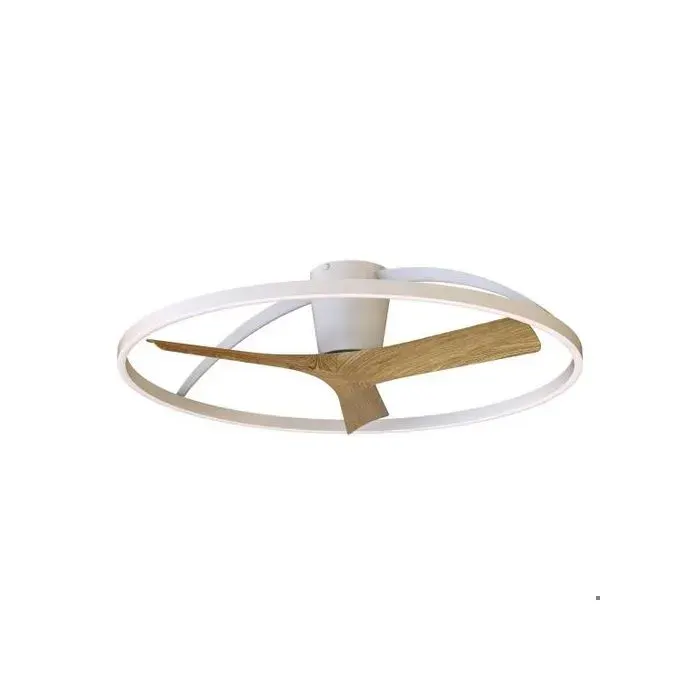 Ventilateur Diam.75 cm Dim. 45 W 3000/5000K Blanc et Bois- Mantra - Nepal II
