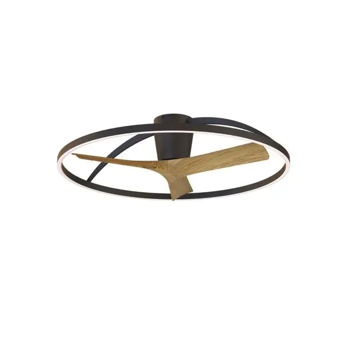 Ventilateur Diam.75 cm Dim. 45 W 3000/5000K Noir et Bois - Mantra - Nepal II