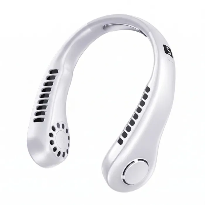 Ventilateur du Cou Portable et Silencieux5 Vitesses Réglable avec Flux d’air à 360°pour Bureau Domicile Voyage En Plein Air