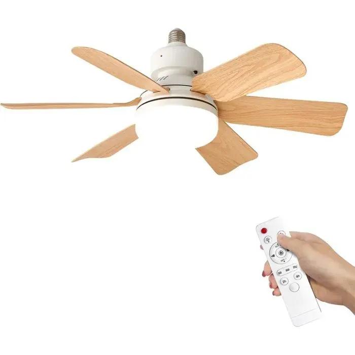 Ventilateur E27 30W 47 cm Télécommande 3 couleurs vitesses Sans socle Chambre/cuisine