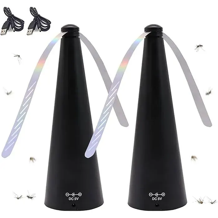 Ventilateur électrique anti-mouches anti-mouches de table pour restaurants pique-niques intérieur et extérieur noir lot de 2