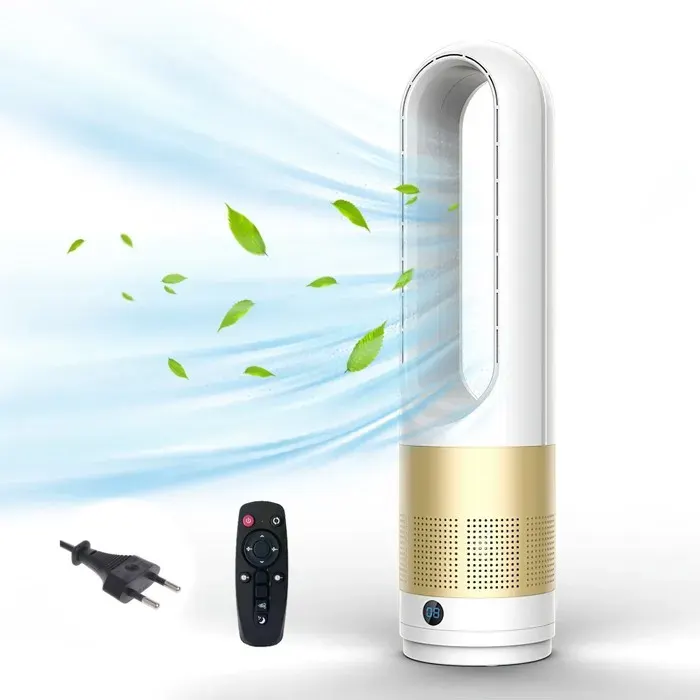 Ventilateur Électrique Sans Pales 56 cm avec Télécommande et Fonction de Minuterie Économe en Énergie 8 Vitesses Oscillation 80°