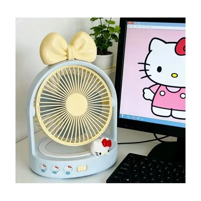 Ventilateur Hello Kitty bleu à noeud design adorable