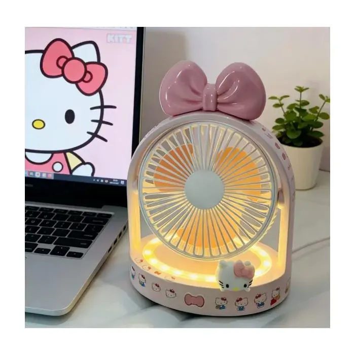Ventilateur Hello Kitty rose avec veilleuse intégrée