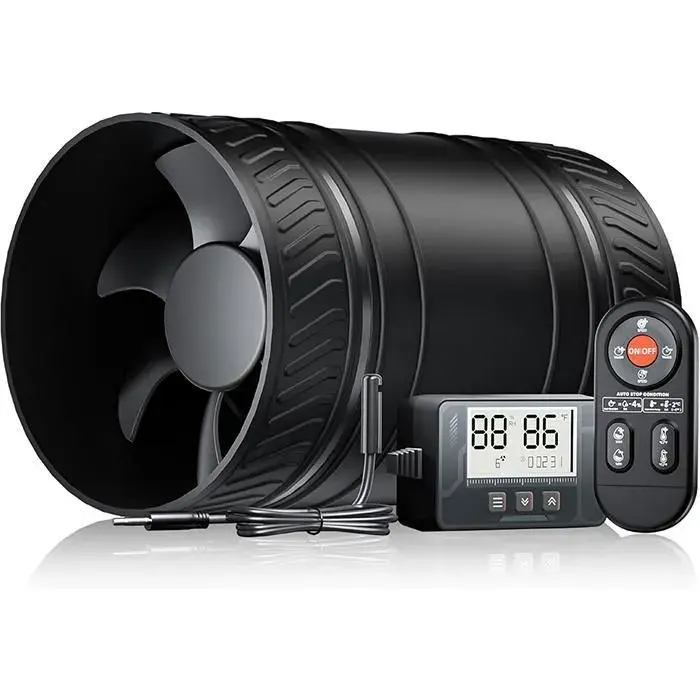 Ventilateur Hygr/Thermoréglable Ventilation Auto 6 Vitesses Silencieux pour Salle de Bain Cuisine Cave Serre