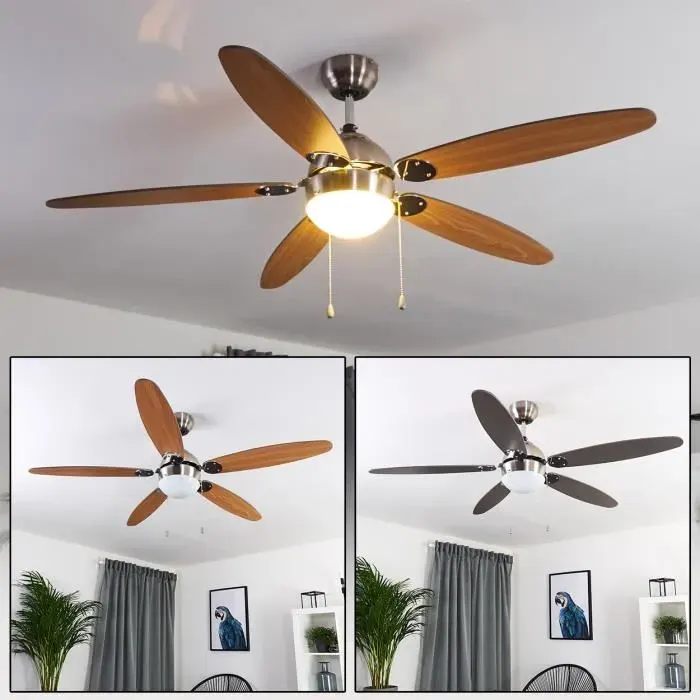 Ventilateur lumineux - HOFSTEIN - Valeria - Pales réversibles - 3 vitesses - Ø 126 cm