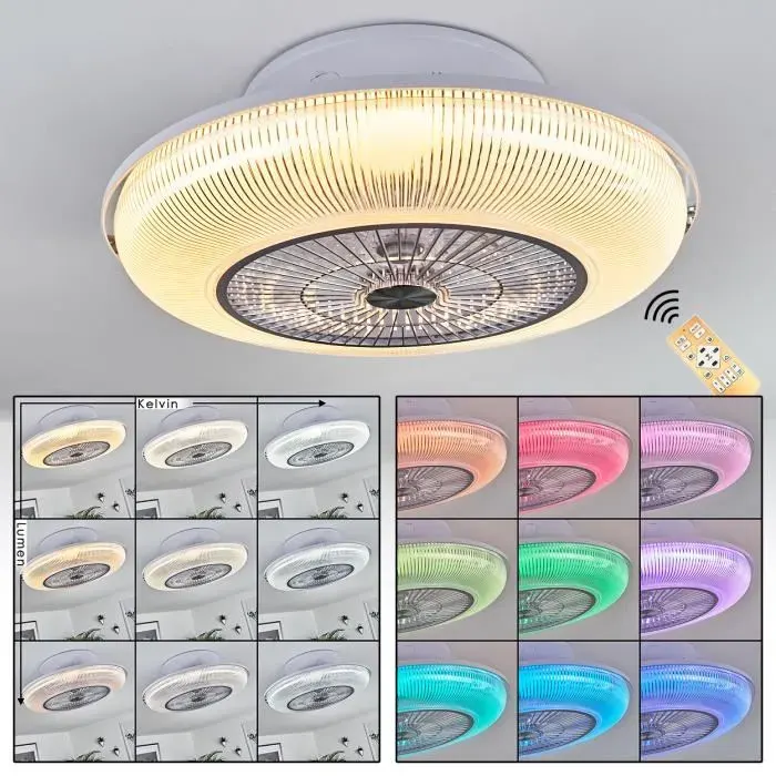 Ventilateur lumineux LED Riccione blanc