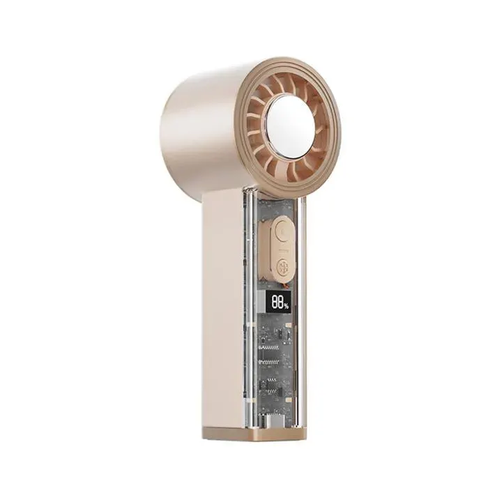 Ventilateur Mini USB Transparent Refroidissant Digital 5 Vitesses LED Portable Réglable 2000mAh Ice Cool Silence Sans Fil Pink