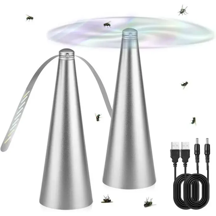 Ventilateur mouche table - Lot 2 USB/piles portable argent - Ventilateur mouche - Maison barbecue