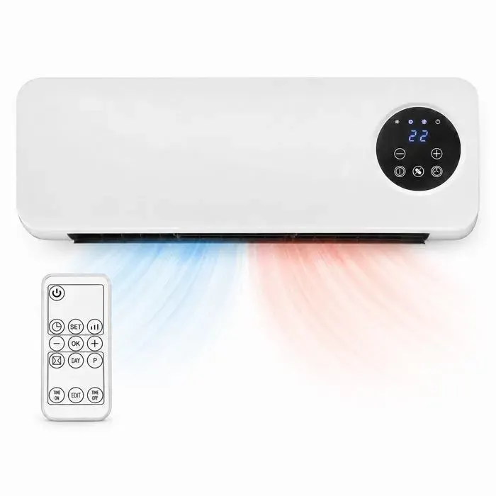 Ventilateur Mural 2-en-1 2000 W avec Mode Chauffage Télécommande et Écran LED – 53 cm
