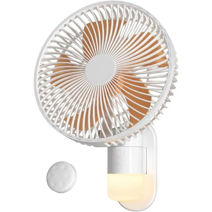 Ventilateur Mural 26 Cm Avec Éclairage Et Télécommande Silencieux 30 Db Flux D’Air Puissant 52 M/S Minuterie Oscillation 90°