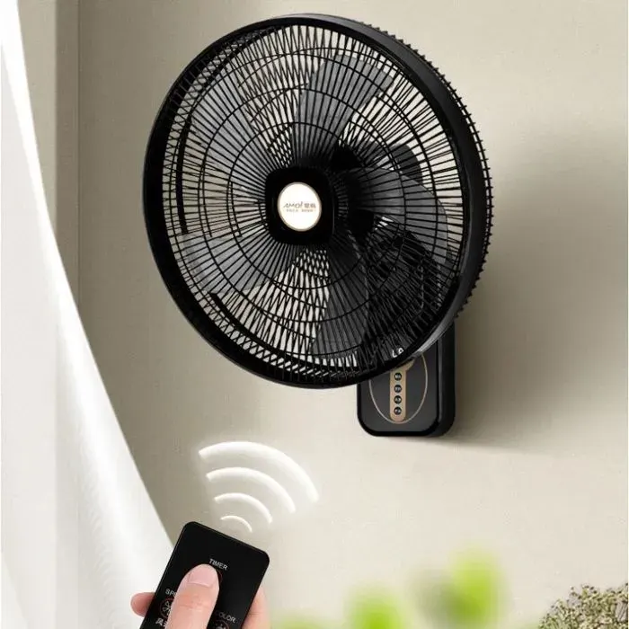 Ventilateur Mural 40 cm avec Télécommande 3 Vitesses Oscillation Automatique Gauche/Droite Grand Angle Électrique