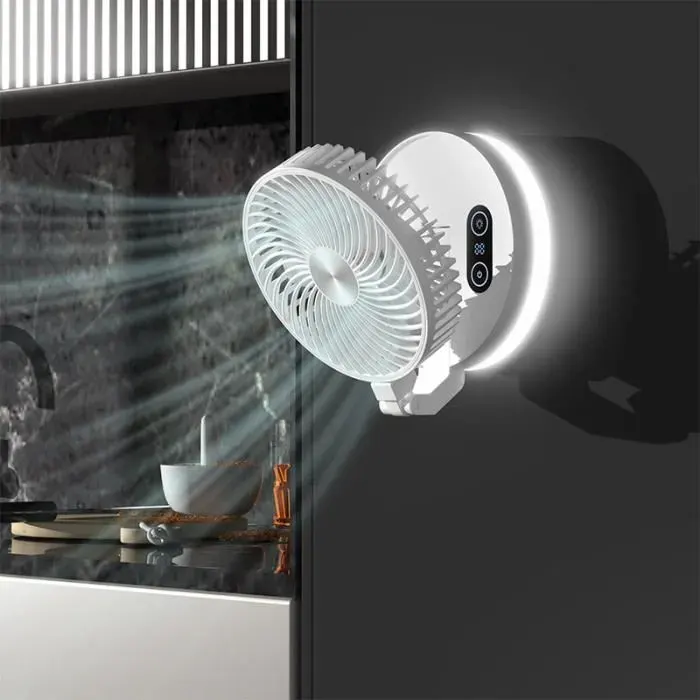 Ventilateur mural-MARSEE-pliable angle réglable 3 lumières 3 vitesses de vent chargement USB-salon cuisine chambre