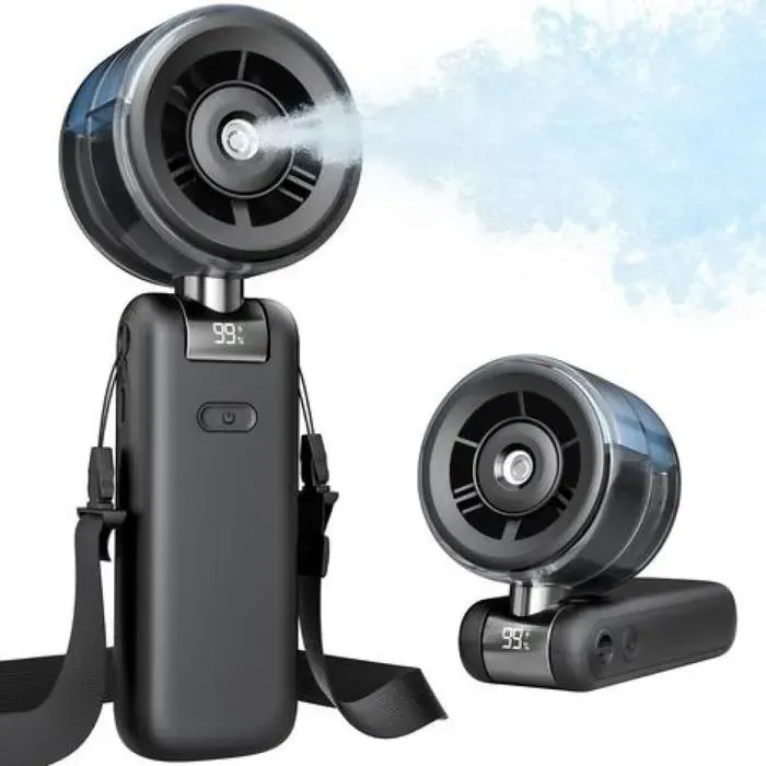 Ventilateur nébuliseur portable – Ventilateur nébuliseur turbo portable nébuliseur à eau batterie 4000 mAh 5 vitesses