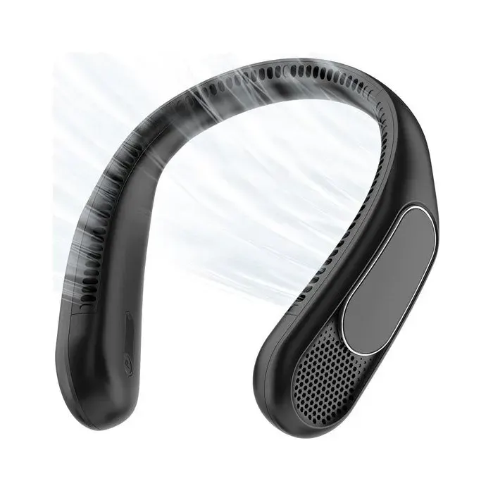 Ventilateur - Noir - USB avec flux dair à 360° - de cou - 3 vitesses - Mains libres - Pour le bureau et les voyages
