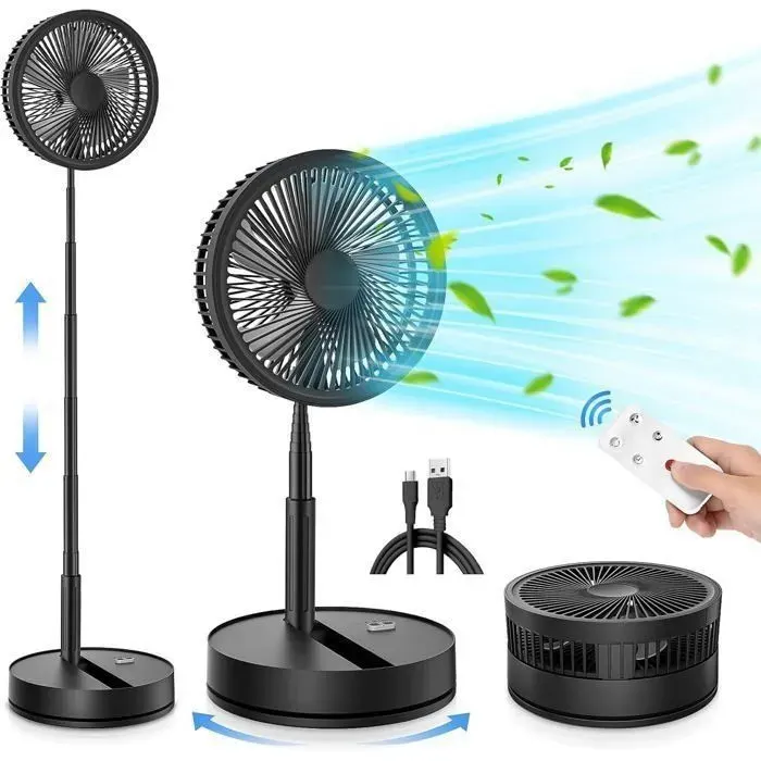 Ventilateur oscillant portable 9 avec télécommande silencieux 4 modes/minuterie 8000 mAh rechargeable par USB