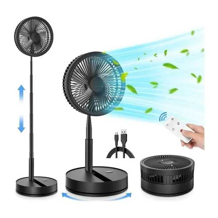 Ventilateur oscillant portable de 23 cm avec télécommande silencieux 4 modes/minuterie batterie 7200 mAh rechargeable par USB