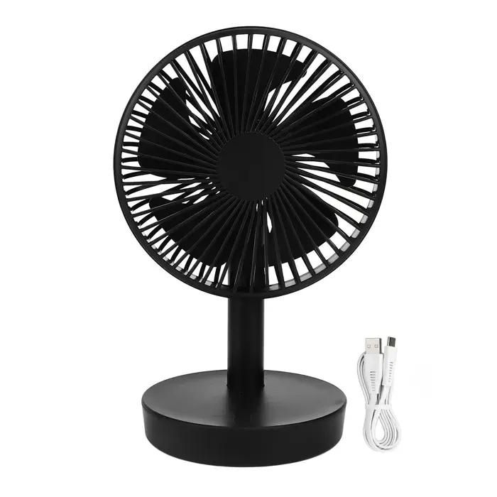 Ventilateur oscillant USB 3 vitesses 5 pales vent doux petit ventilateur de bureau personnel avec tête mobile automatique noir