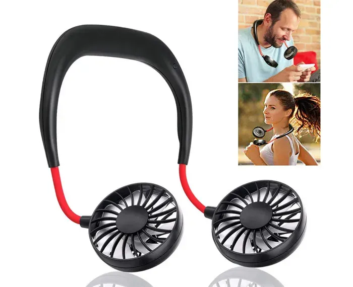 Ventilateur personnel - AUCUNEARY - Mini ventilateur - Rechargeable par USB - Design casque - Noir