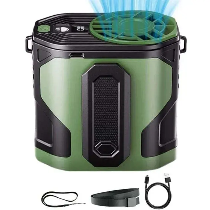 Ventilateur personnel portable - PZCC - 100 vitesses - Batterie rechargeable USB - Silencieux - Lumière LED intégrée