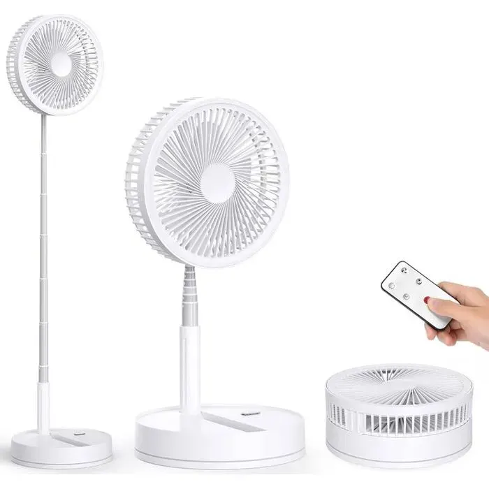 Ventilateur Pied Oscillant 4 Vitesses Télécommande 8000mAh Pliable Camping