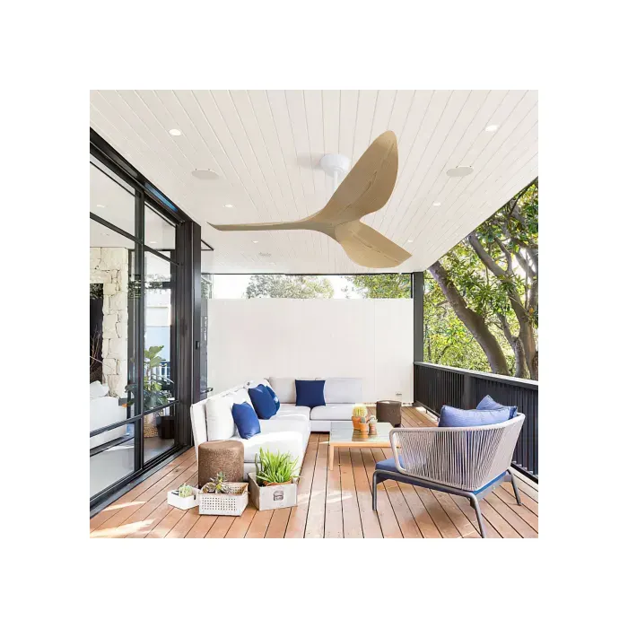 Ventilateur Plafond 132cm 6 Vitesses DC Réversible Télécommande 3 Pales ABS Design Moderne Silencieux pour Chambre Salon Terrasse
