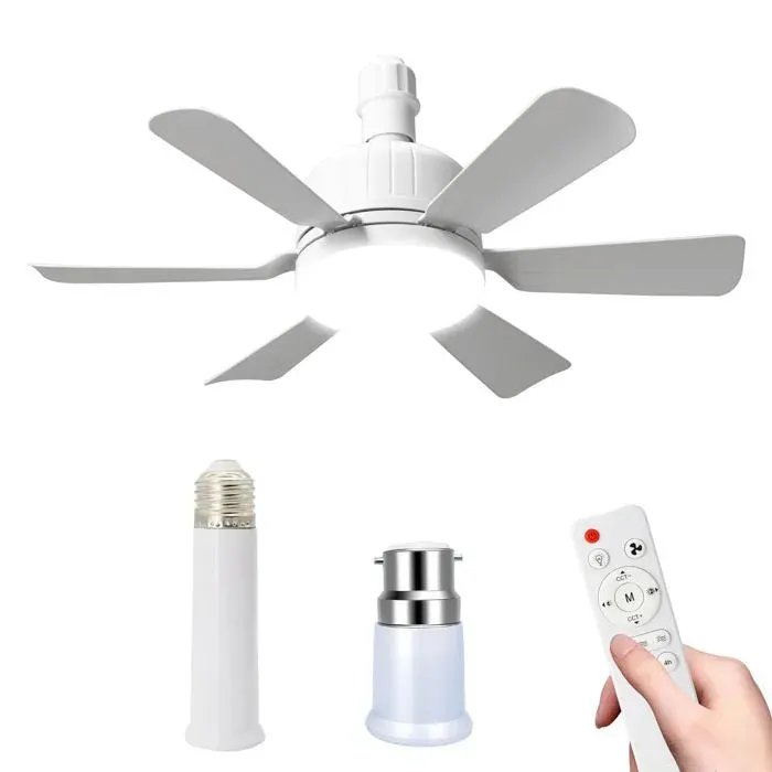 Ventilateur Plafond 24W - 6 Pales Télécommande 3 Vitesses Blanc ALURRA