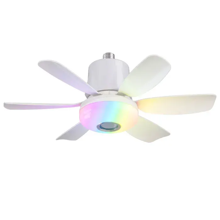 Ventilateur plafond 30W douille E27 LED modulable 3 vitesses 6 pales pour salon et chambre