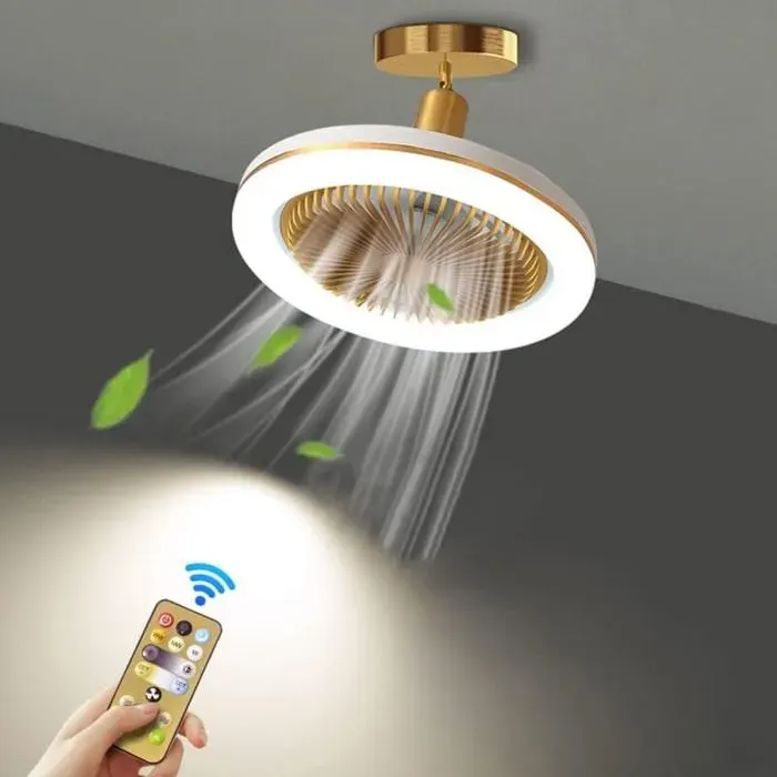 Ventilateur plafond 30W LED télécommande E27 doré