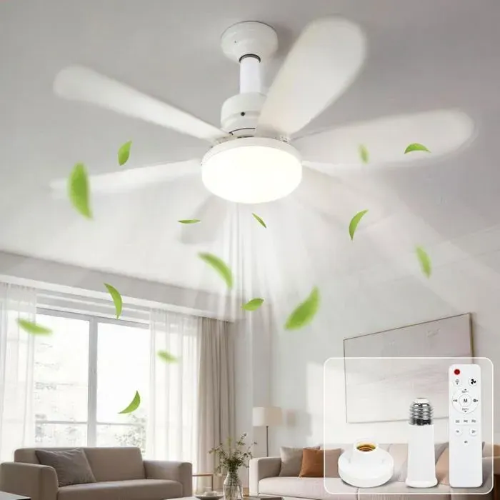 Ventilateur plafond 40W télécommande 6 pales 52cm salon/chambre