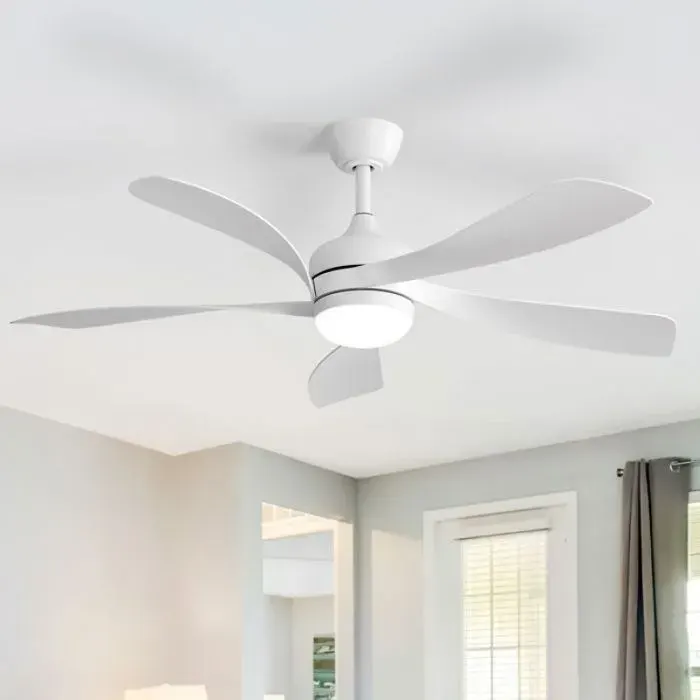 Ventilateur plafond 42 silencieux LED dimmable moteur CC avec télécommande pour chambre salon Ventilateur de plafond — coloris Blanc