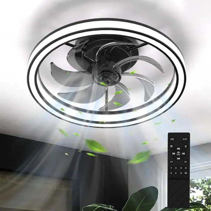 Ventilateur Plafond 48Cm 36W Silencieux Plafonnier Ventilateur Et Télécommande Dimmable 6 Vitesses Moderne Ventilateurs De Plafon