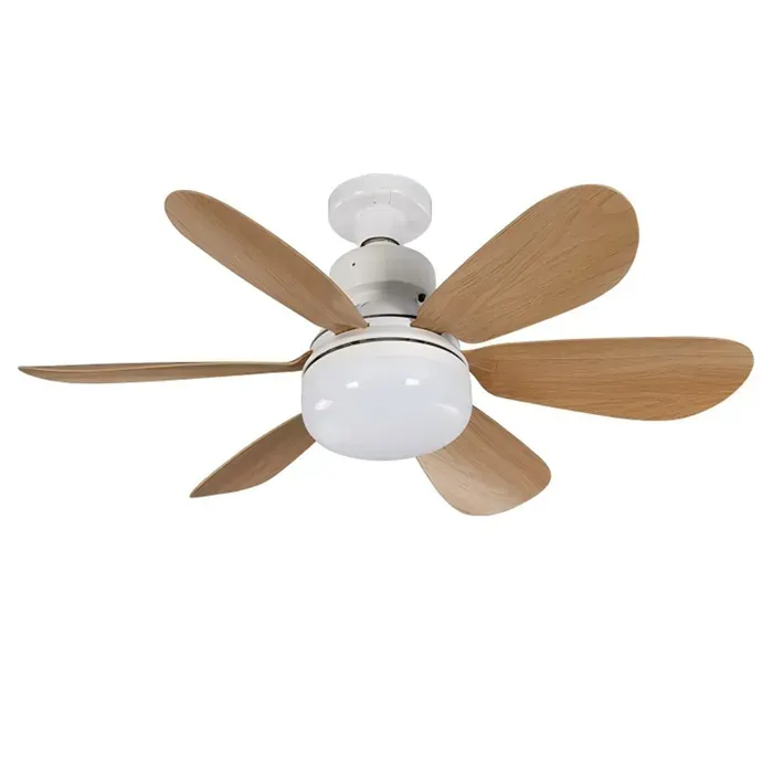 Ventilateur Plafond avec elecommande Silencieux Dimmable 40W E27 Lampe 6 Pales 3 Vitesses pour Salon 52cmCouleur effet bois