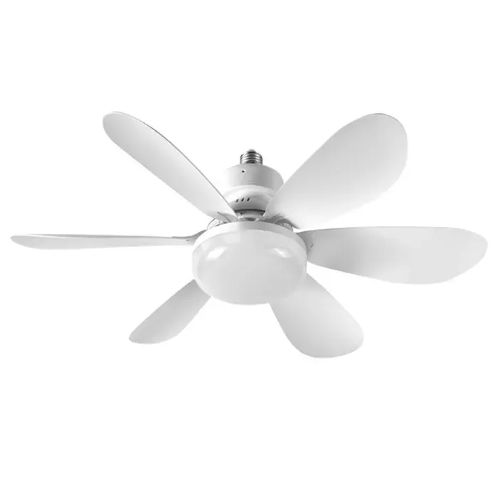 Ventilateur Plafond avec elecommande Silencieux Dimmable avec 40W E27 Lampe 6 Pales 3 Vitesses pour SalonChambre52cmbianc