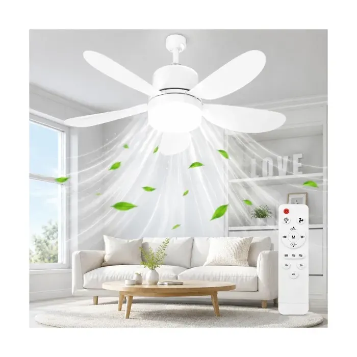 Ventilateur Plafond avec ere Plafonnier de Ampoule Ventilateur Lampe 40/30W Lustre 52/42cm 3 Vitesses 5 Pales 52cm 40w 52c LUSTRE