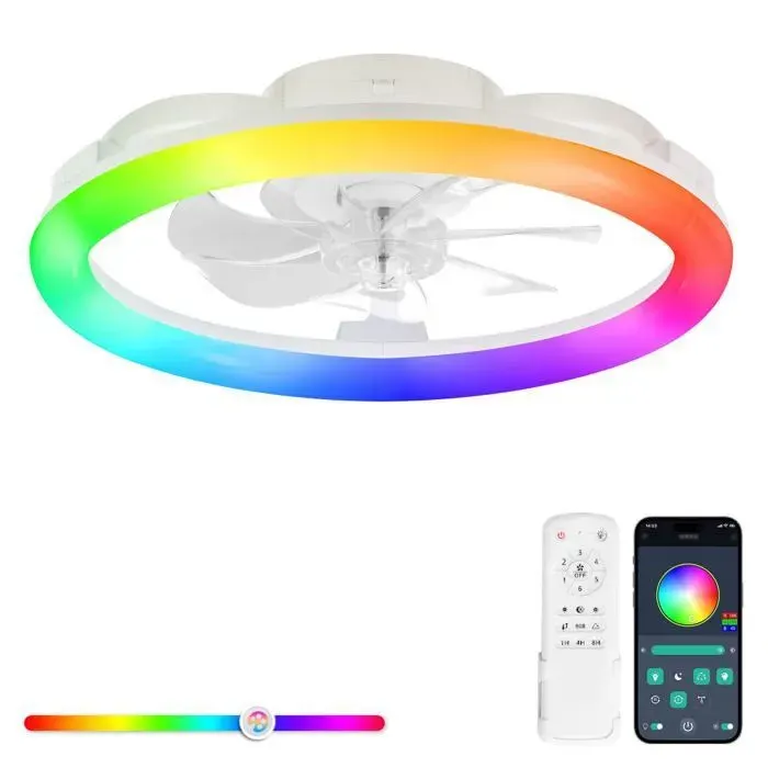 Ventilateur Plafond avec Lampe et Télécmande Lustre Ventilateur de Plafond Moderne Dimmable 6 Vitesses Cm VENTILATEUR DE PLAFOND