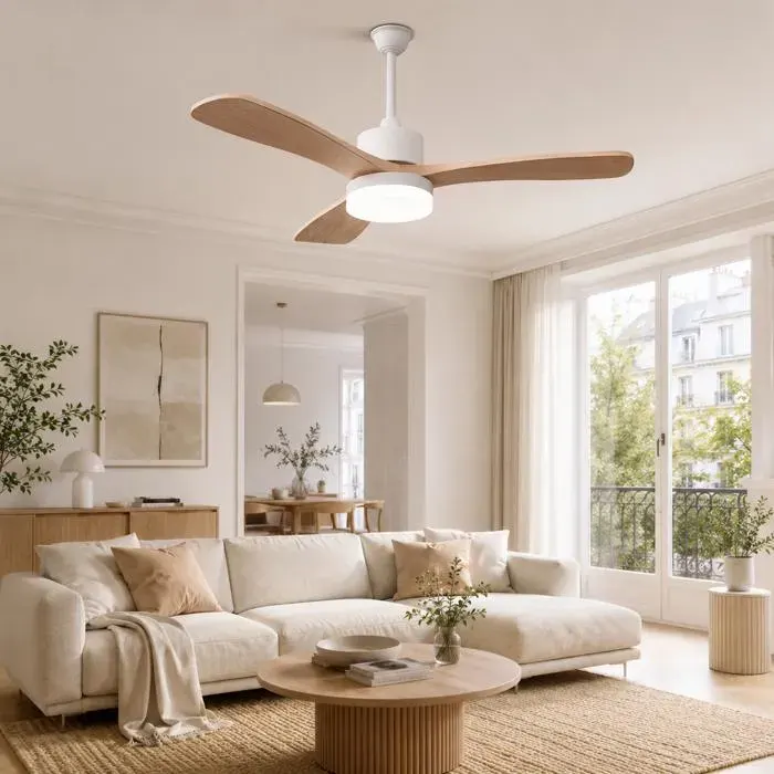 Ventilateur Plafond avec Lumiere 106.6 6 vitesses Dimmable Lampe LED 3 Réglages de Couleurpour Chambre Salon Cuisine