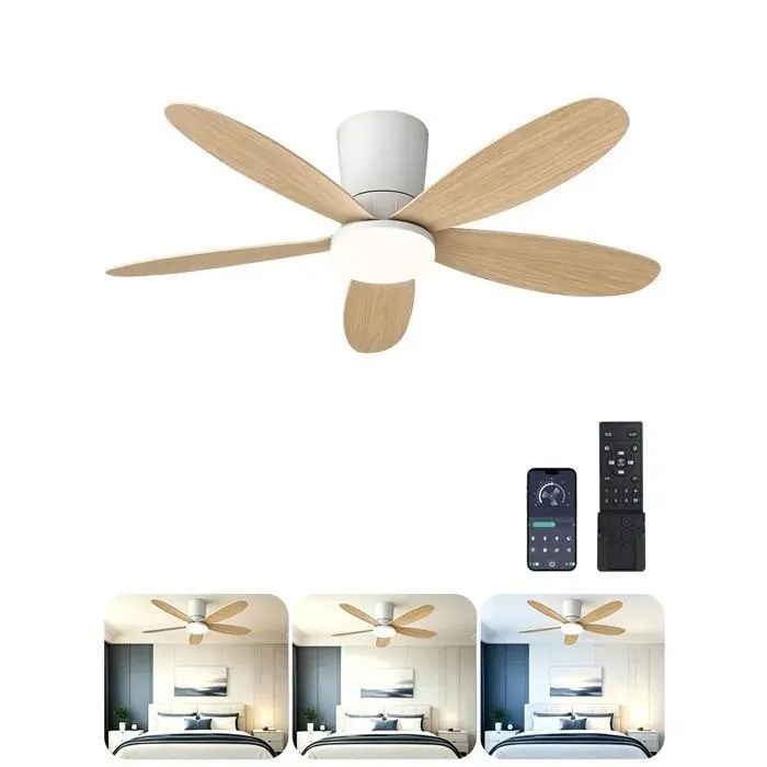 Ventilateur Plafond avec Lumiere 106cm Double Face Pale Télécmande/Contrôle app Silencieux LED 3 Réglag VENTILATEUR DE PLAFOND