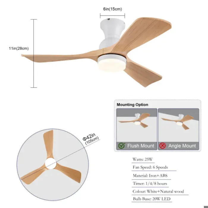 Ventilateur plafond avec lumière 107cm multifonction à éclairage 3CCT rotation bidirectionnelle avant arriè VENTILATEUR DE PLAFOND