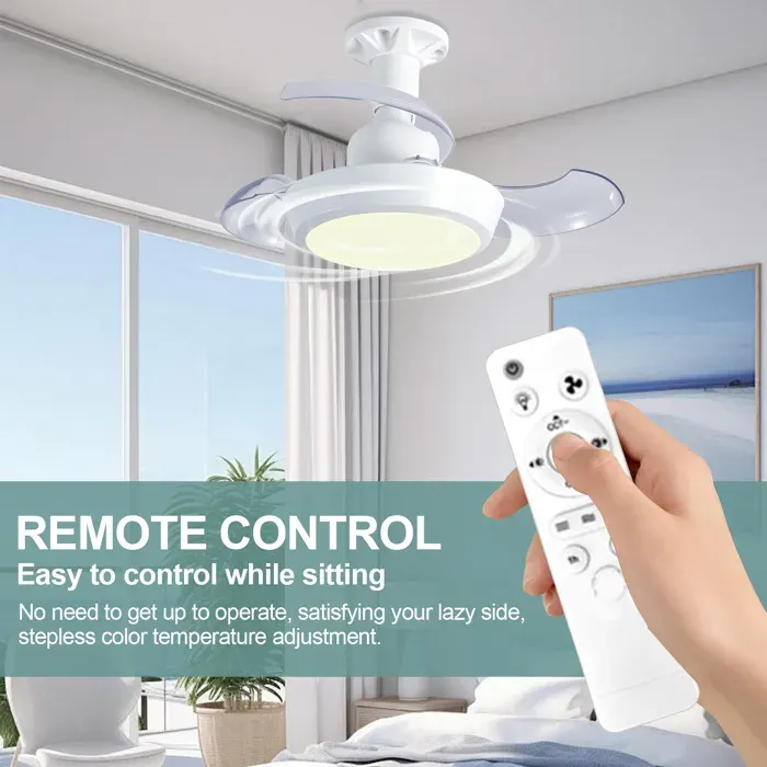 Ventilateur Plafond avec Lumiere - 3 vitesses Fan Silencieux et LED lumière réglable - télécommande - pour Cuisine Chambre Salon