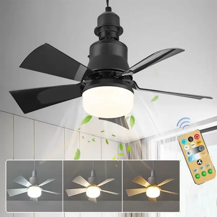 Ventilateur Plafond avec Lumiere 30W Dimmable LED 3 Niveaux Luminosité 3 Vitesse Eclairage 5 Pales Silencieux pour Chambre Salon