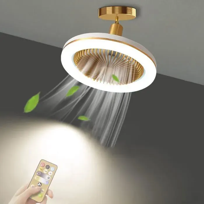 Ventilateur Plafond avec Lumiere 30W Lustre Ventilateur de Plafond Silencieux avec Telecommande et Douille E27 YYV